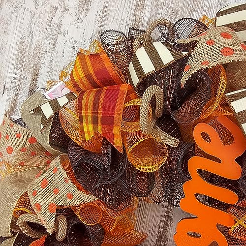 Fall Wreath Front Door Decor Orange Welcome Wreath