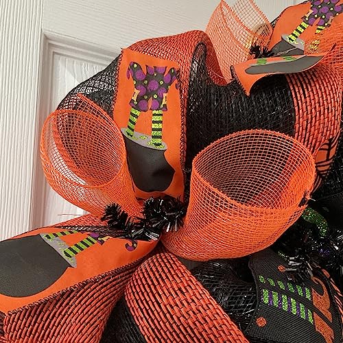 Double Double Toil and Trouble Witch Halloween Mesh Wreath