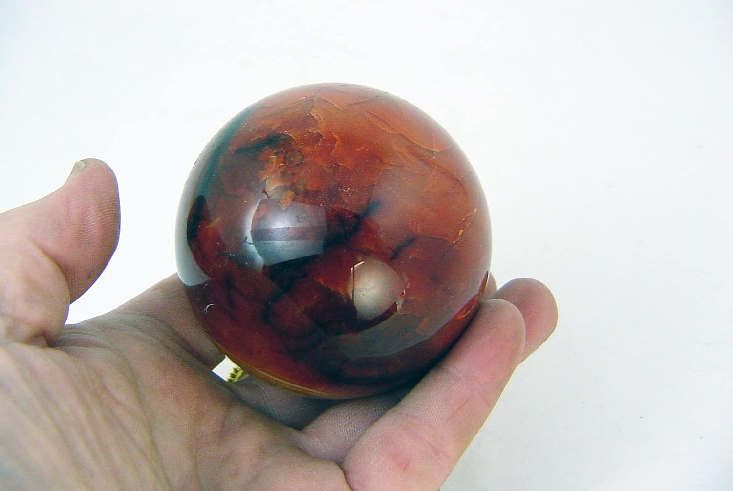 Carnelian Agate Sphere 68mm Healing Stone with Stand