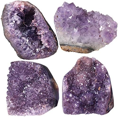 Rockcloud Natural Purple Amethyst Crystal Cluster Geode Druzy Desk Decoration