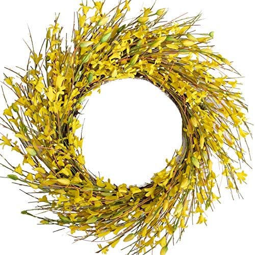 Bibelot 18 Inch Artificial Forsythia Wreath Yellow