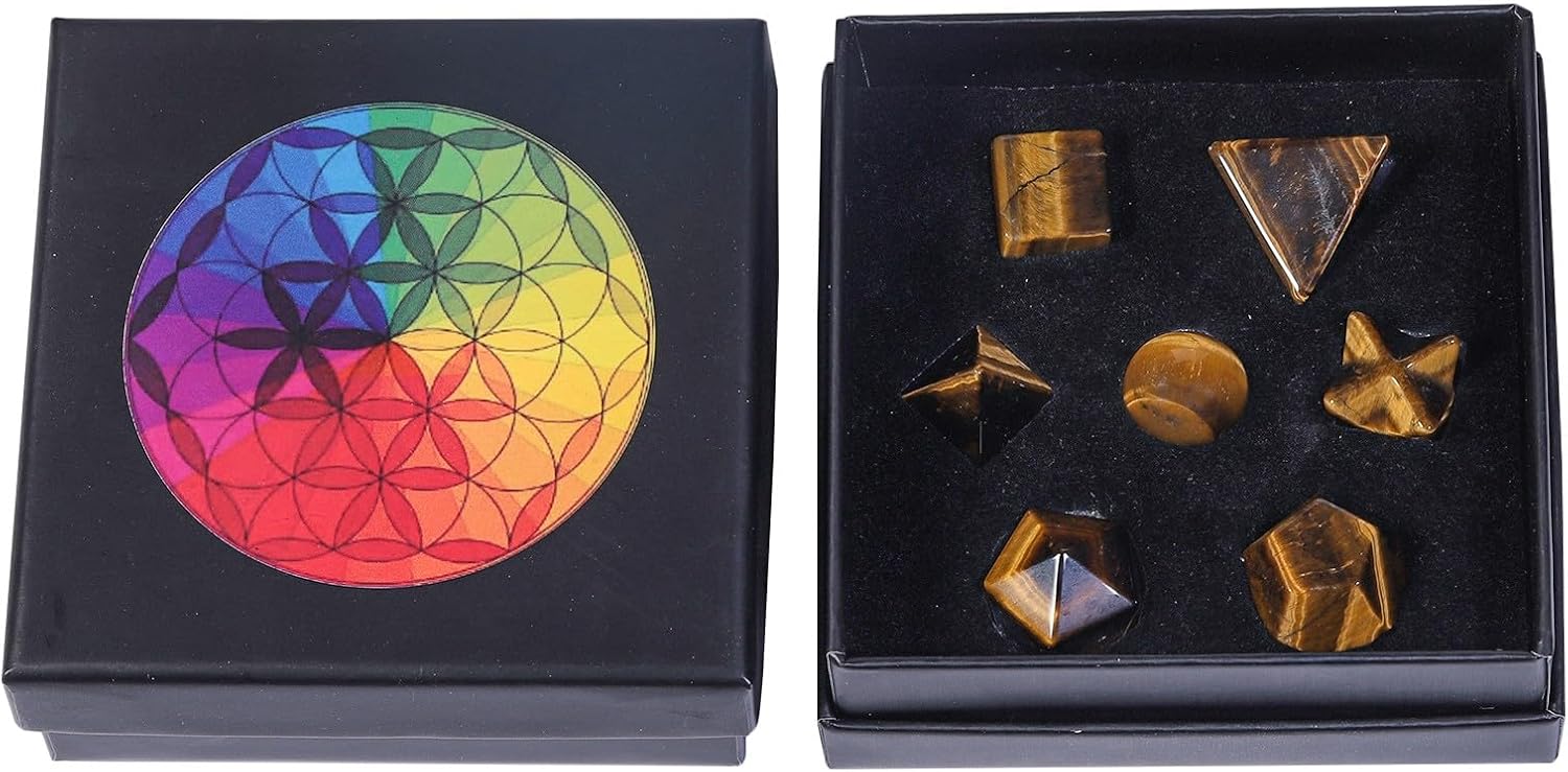 Rockcloud Healing Crystal Platonic Solids Set 7 Pieces