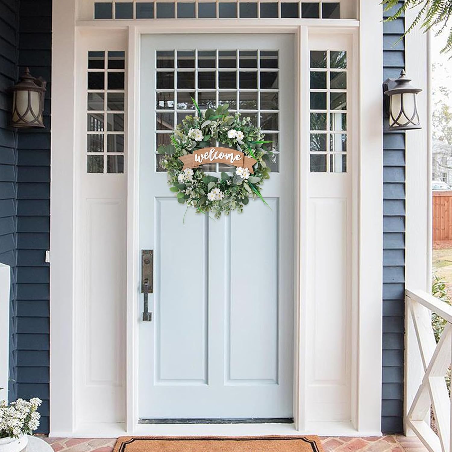 24 Inch Spring Lamb Ear Green Wreath for Front Door