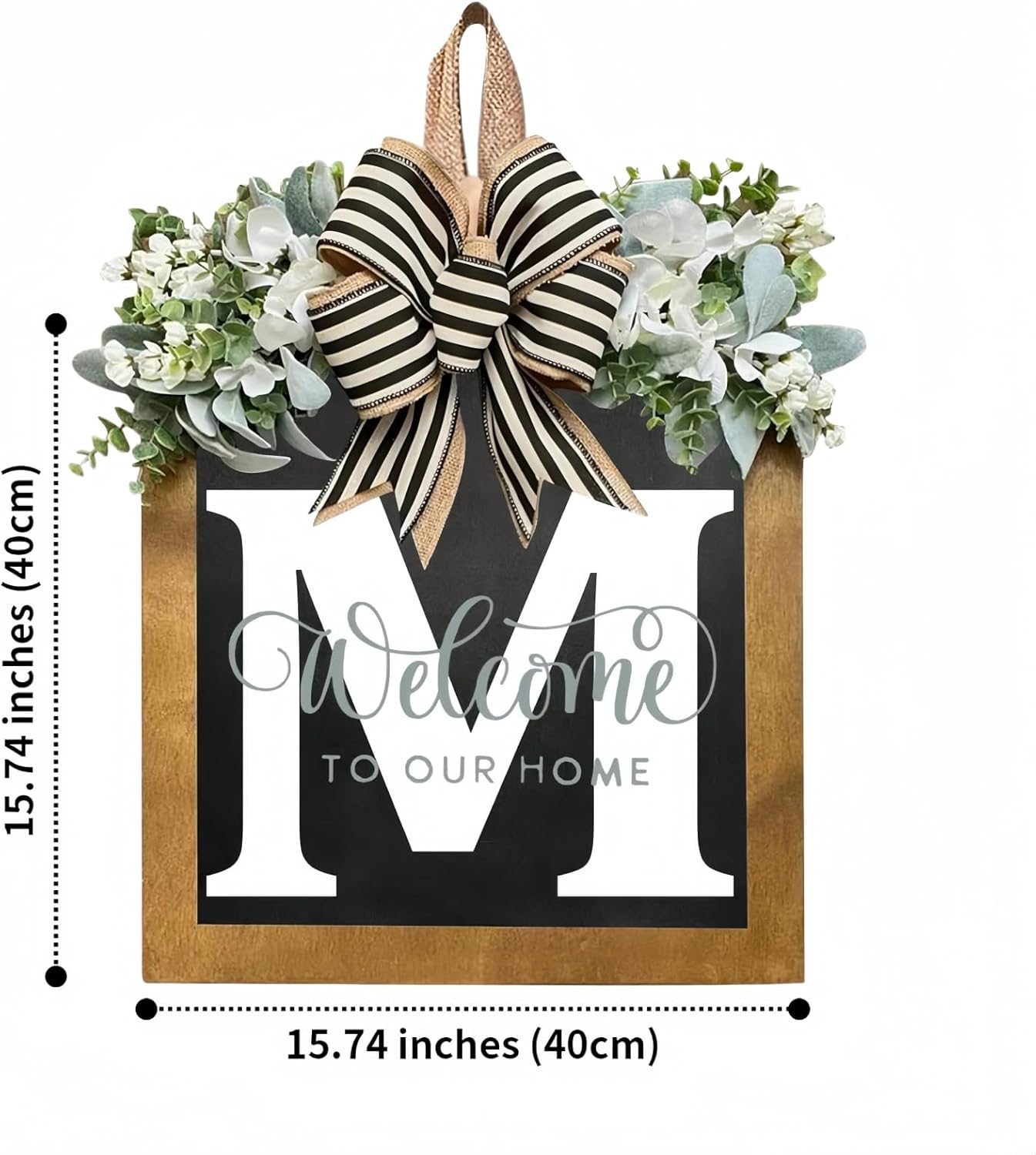 16 Inch Personalized M Letter Wooden Welcome Sign
