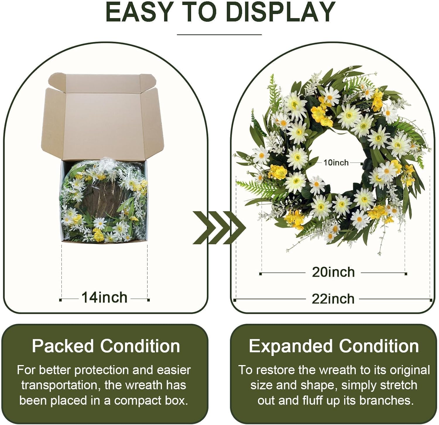 Spring Wreath for Front Door 20 Inch Decor