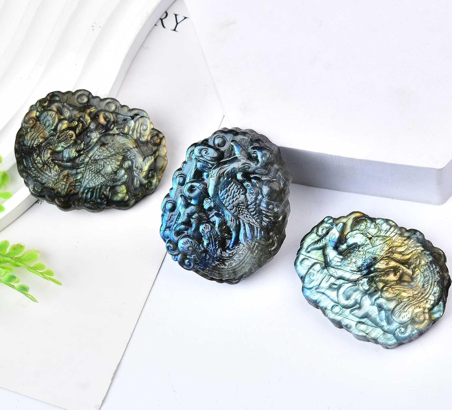 AMOYSTONE Labradorite Healing Palm Stone for Jewelry and Meditation