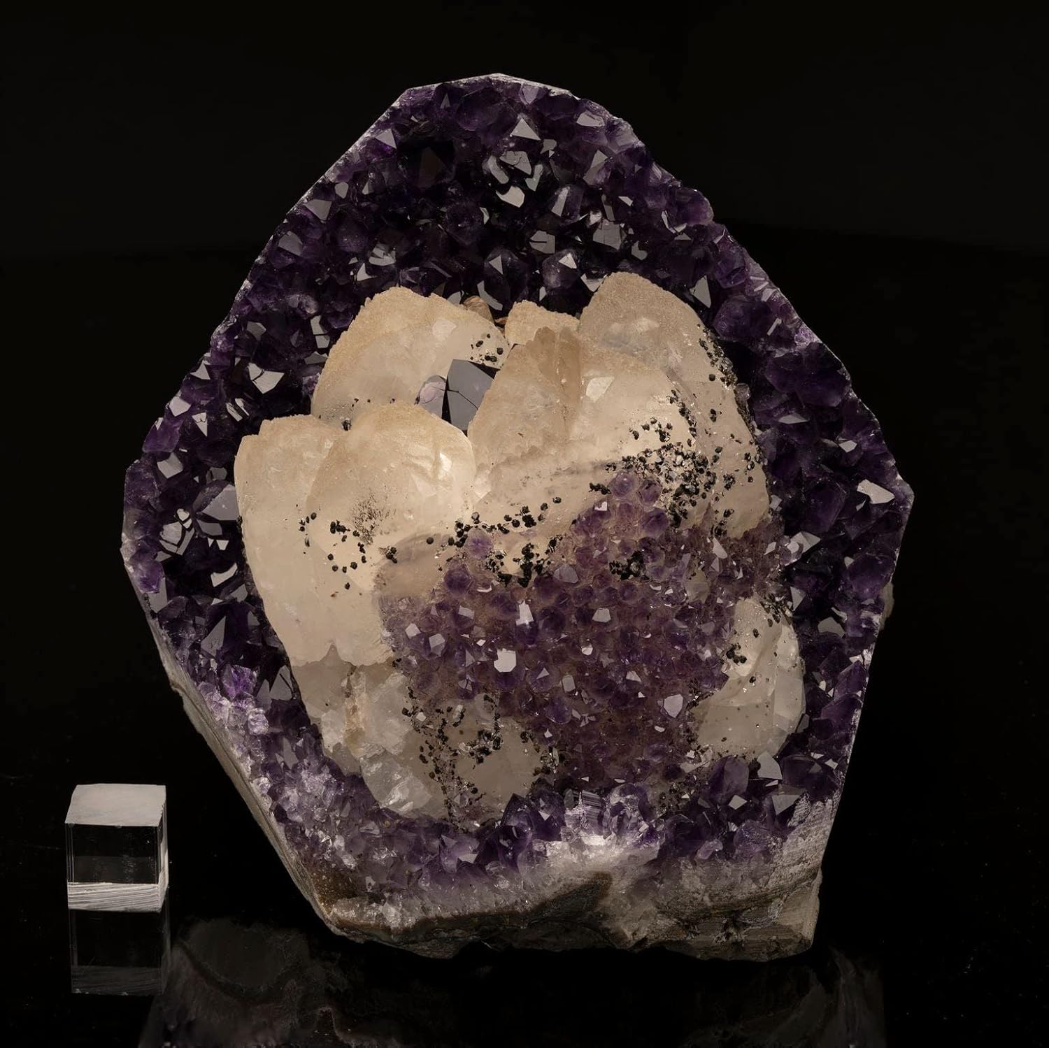 Ag Minerals Calcite On Amethyst Fountain Stone