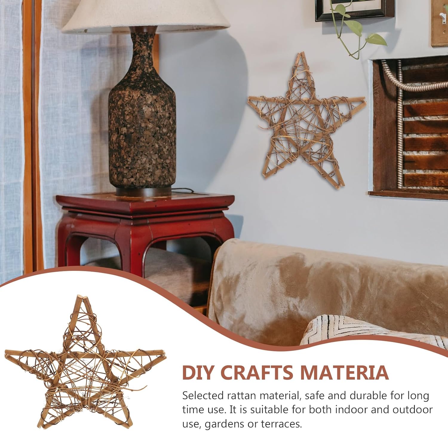 Artibetter Rattan Star Wreath DIY Crafts Base Hanging Wall Decor