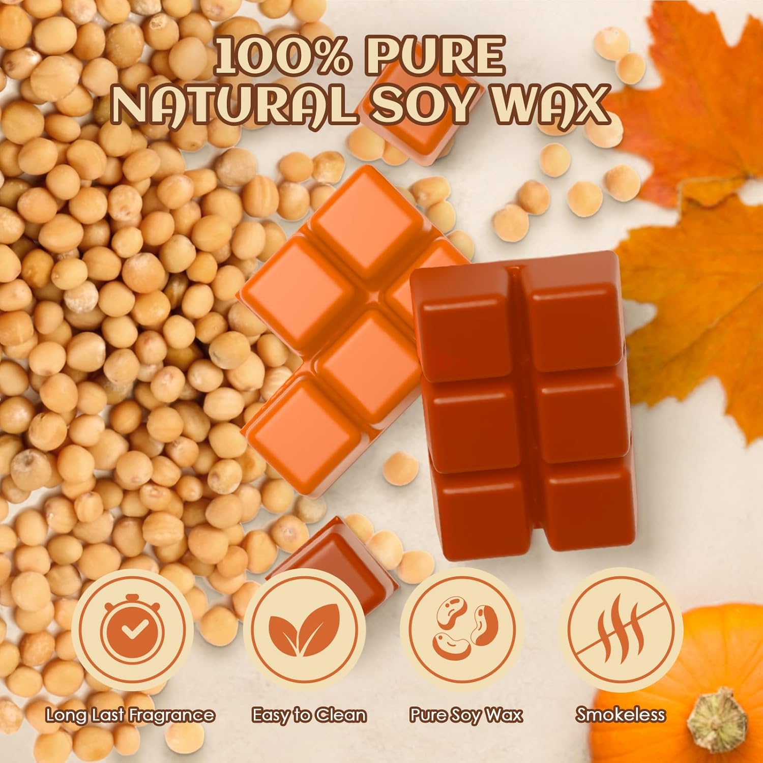 Fall Wax Melts 8 Pack Soy Wax Cubes Autumn Scent
