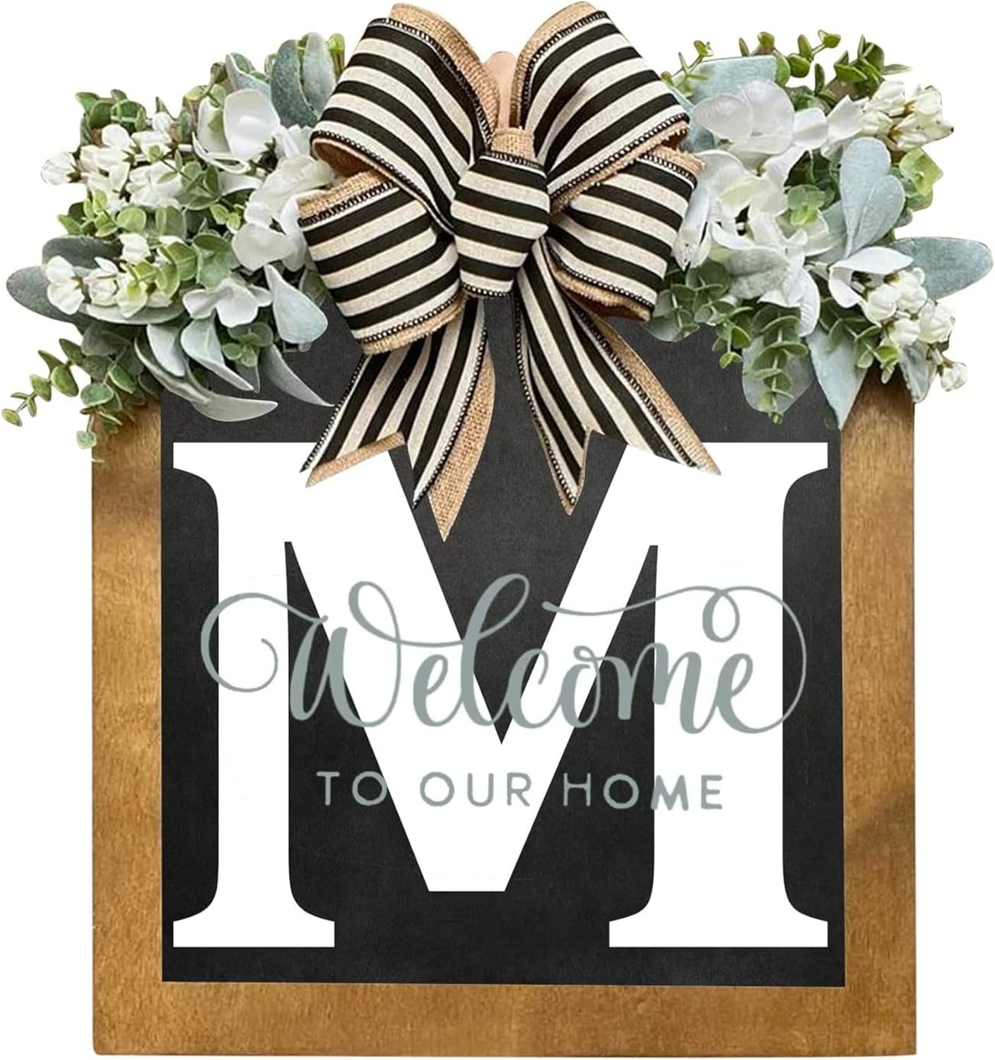 16 Inch Personalized M Letter Wooden Welcome Sign