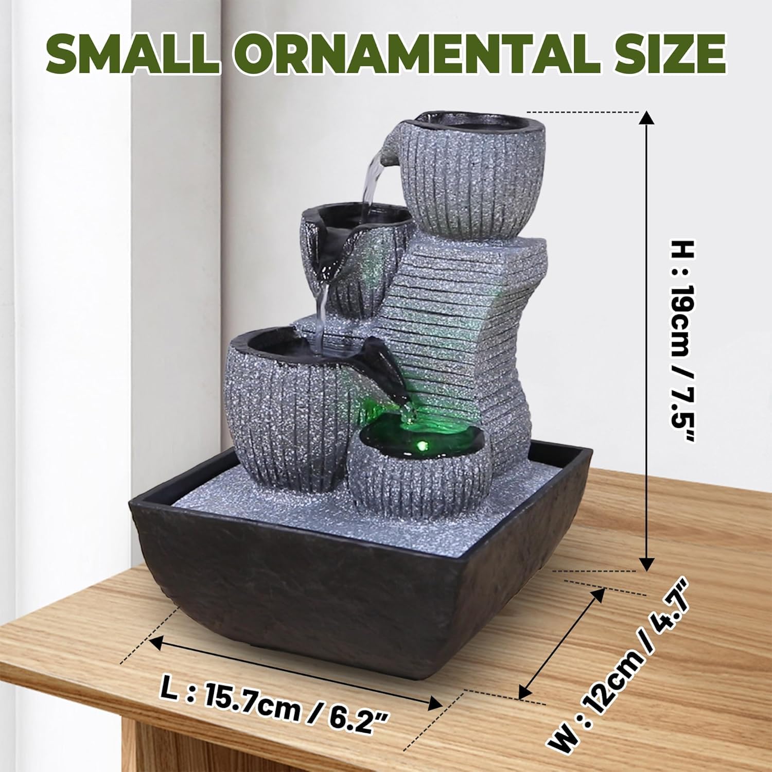 Indoor Tabletop Water Fountain with LED Light