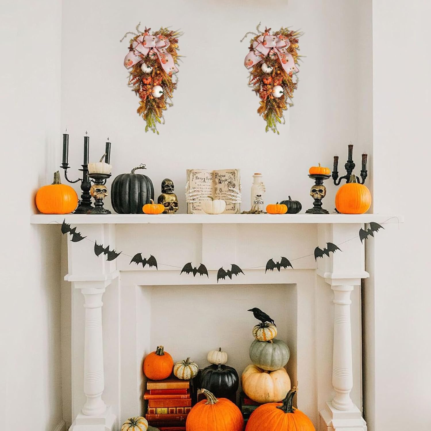 Fall Floral Teardrop Swag - Halloween Decor