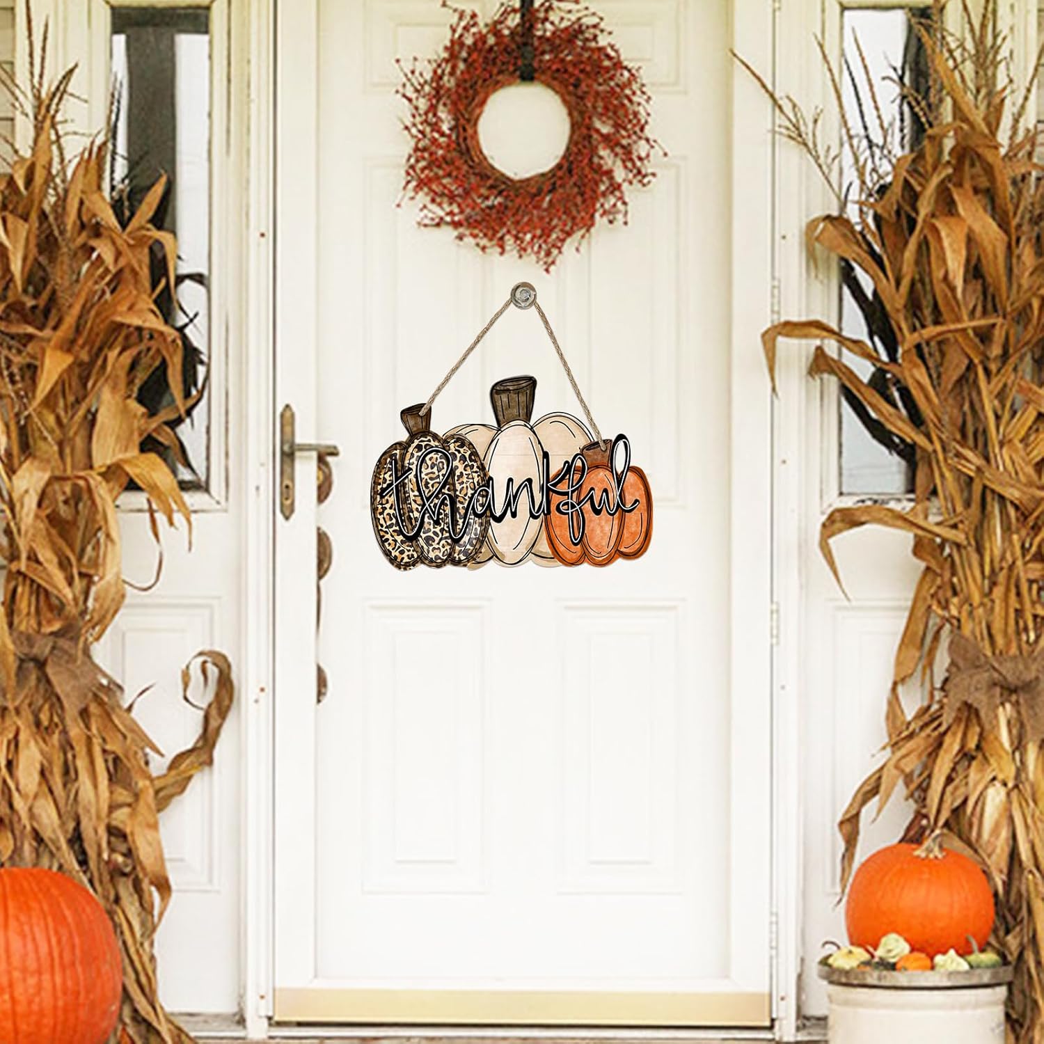 Deroro Fall Pumpkin Door Wreath Thanksgiving Decor