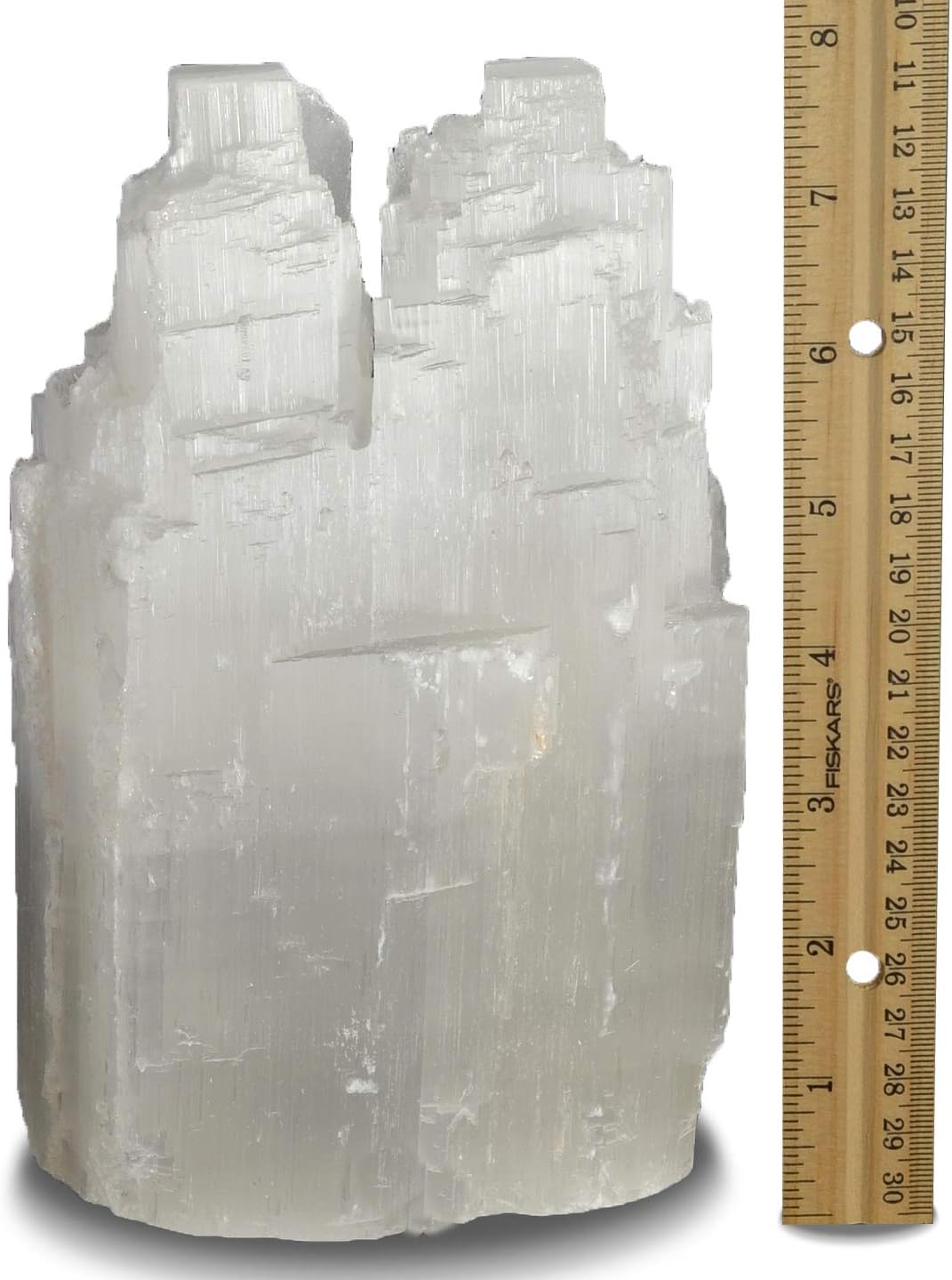 2 Pieces Selenite Double Skyscraper Hand Carved Lamp with Dimmer Switch and Bulb