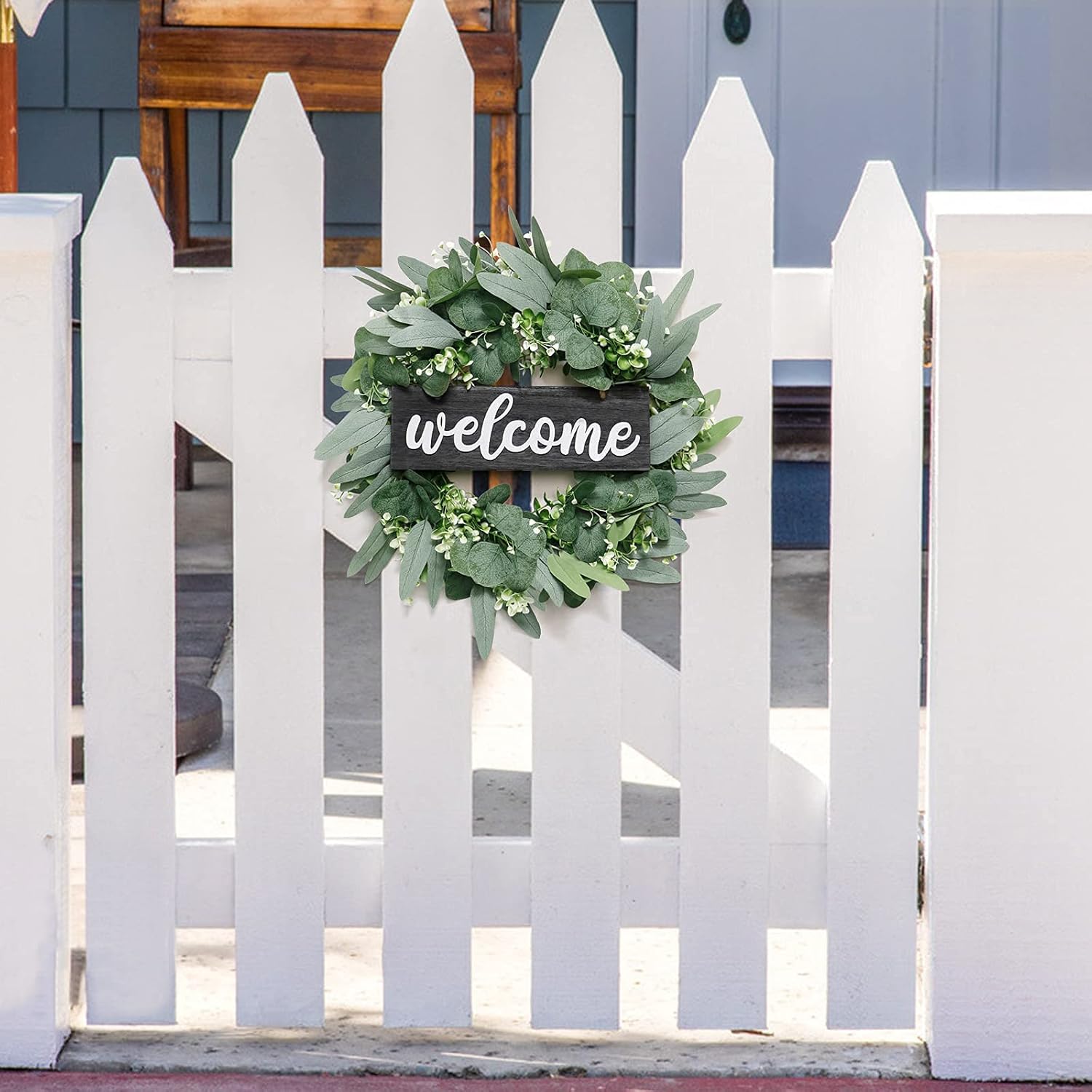 Dremisland 18 Inch Green Eucalyptus Wreath for Front Door