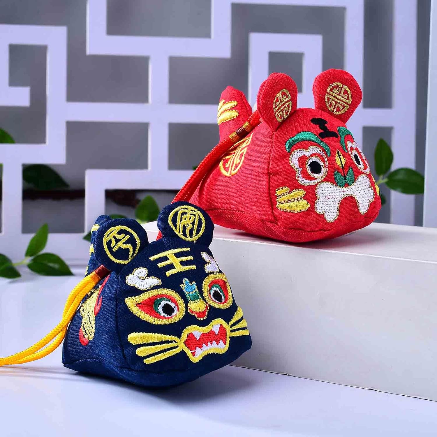 Handcrafted Mugwort Tiger Perfume Bag with Dangling Pendant