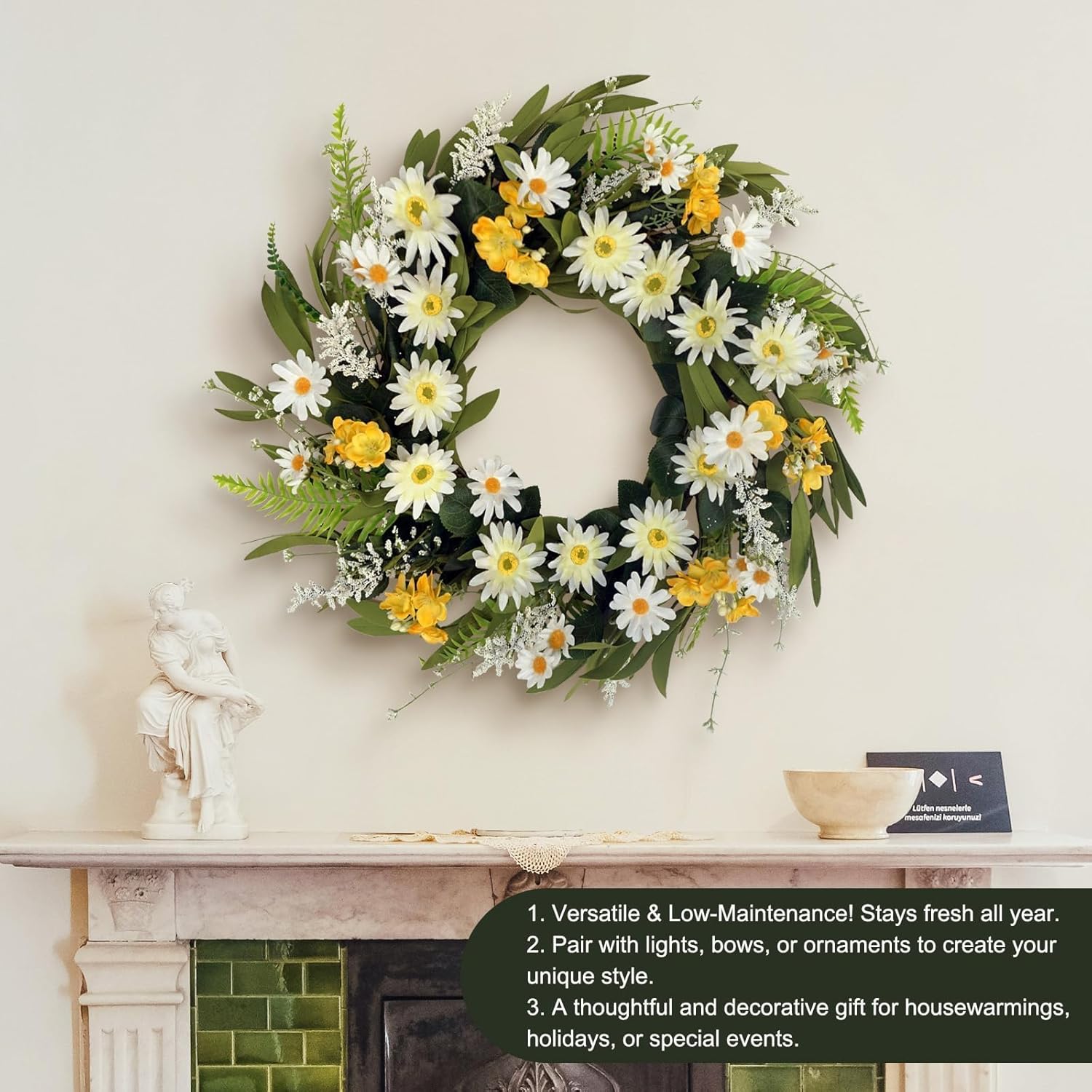 Spring Wreath for Front Door 20 Inch Decor