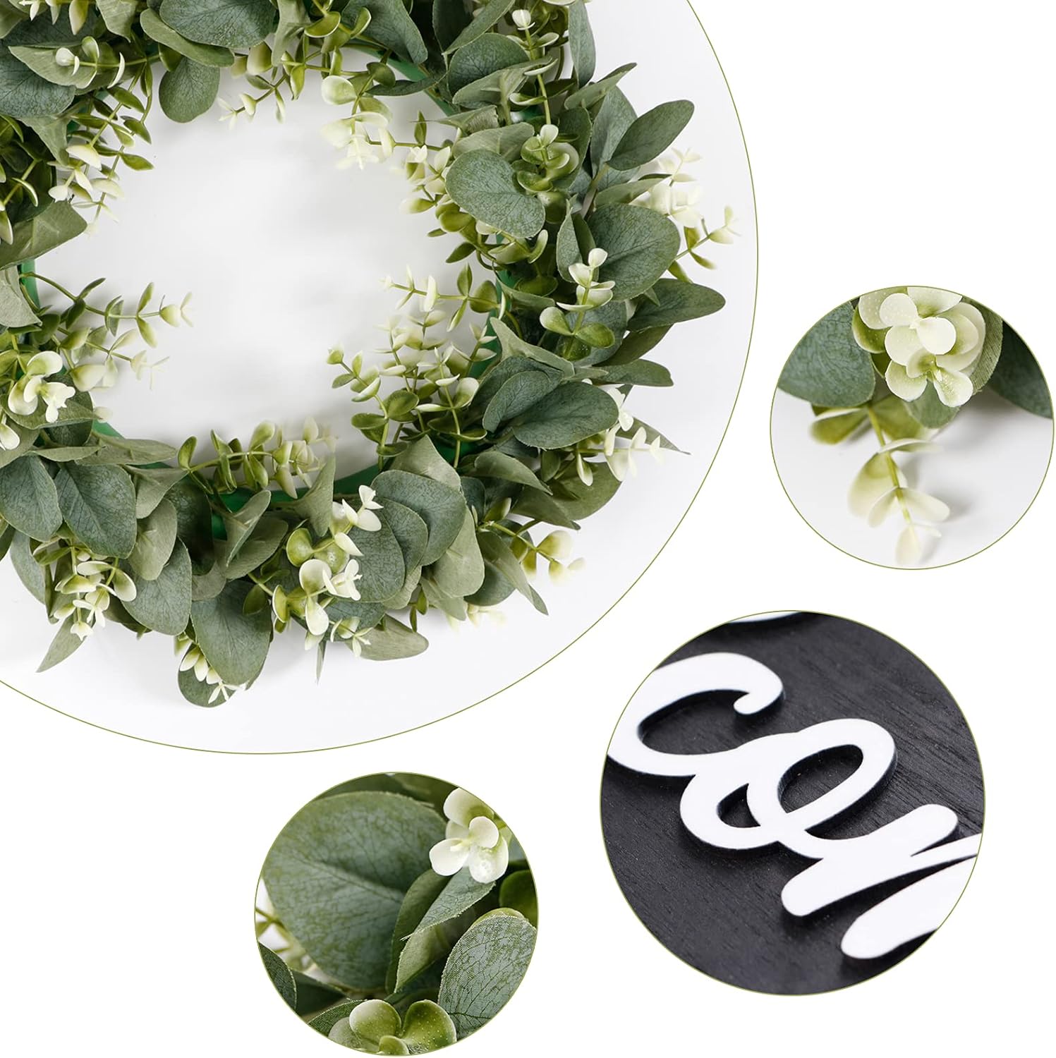 Dremisland 16 Inch Eucalyptus Wreath with Welcome Sign