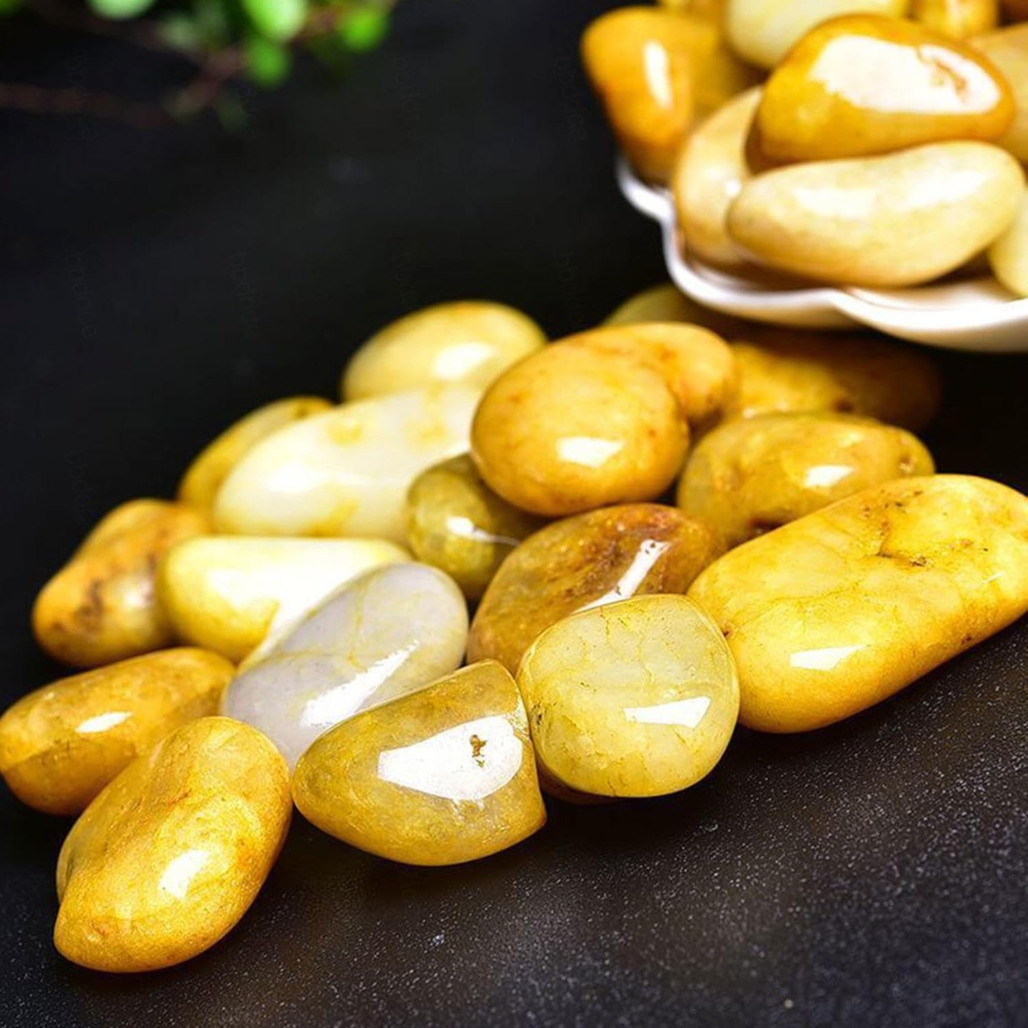 22 Pound Tumbled Yellow Jade Stones for Indoor Fountain