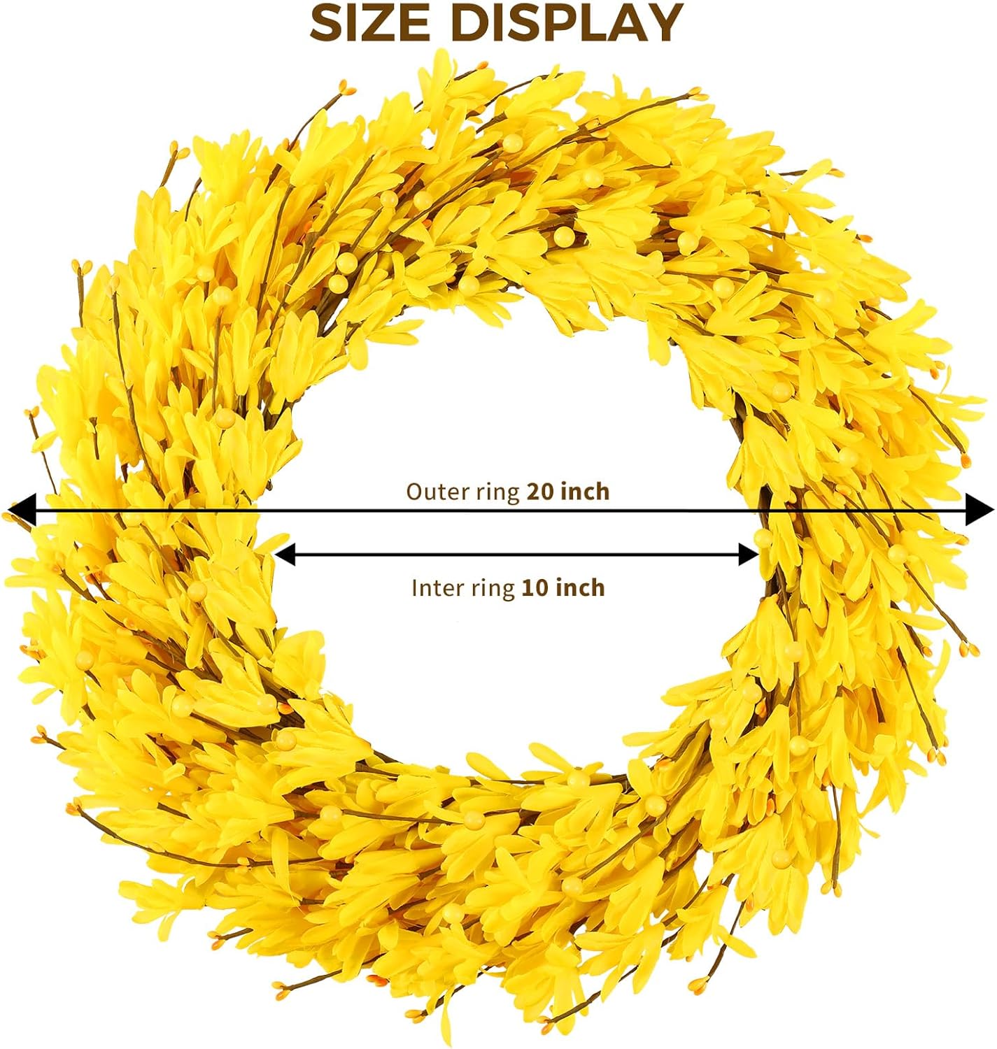 20 Inch Artificial Forsythia Wreath Yellow