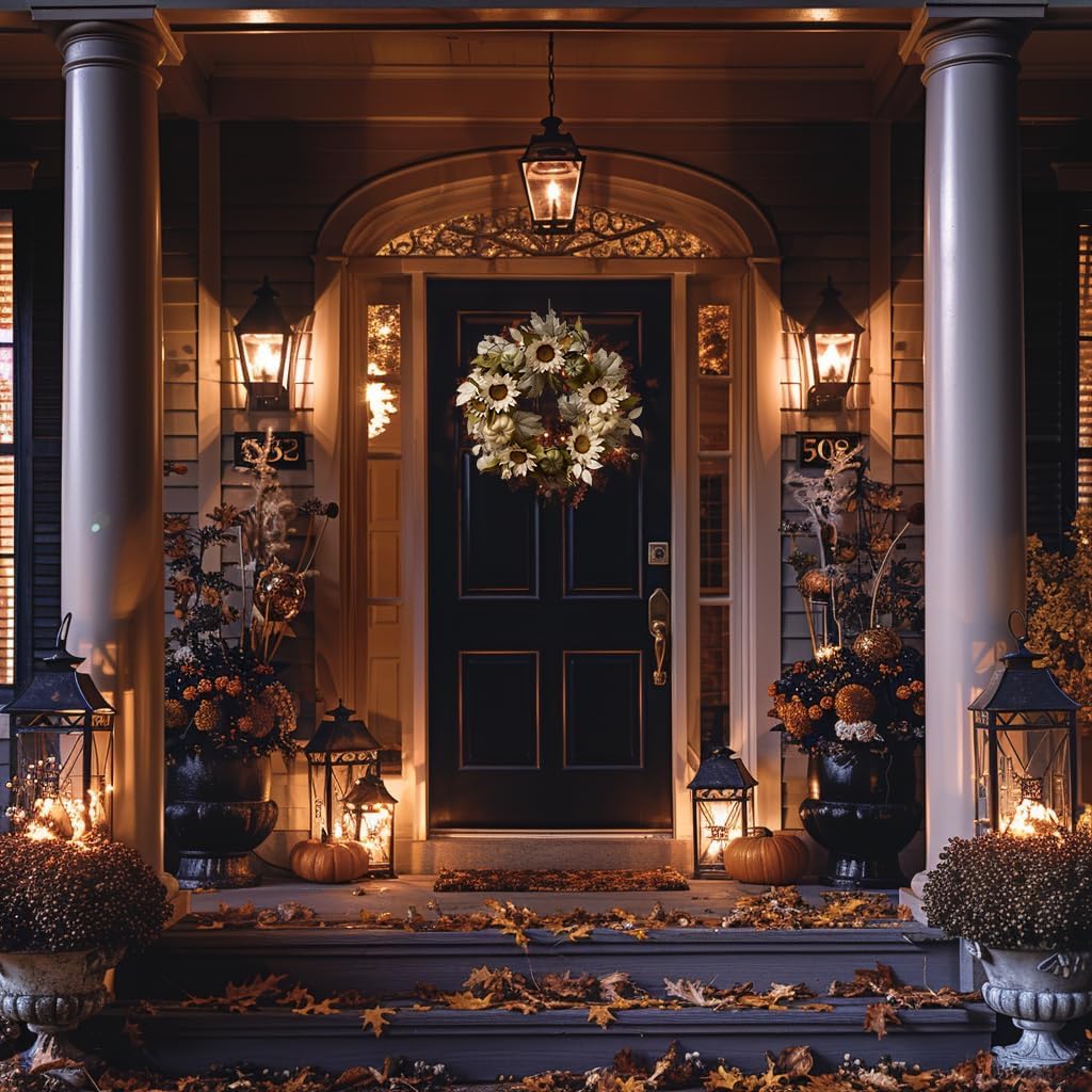 20 Inch Fall Wreath for Front Door Decor