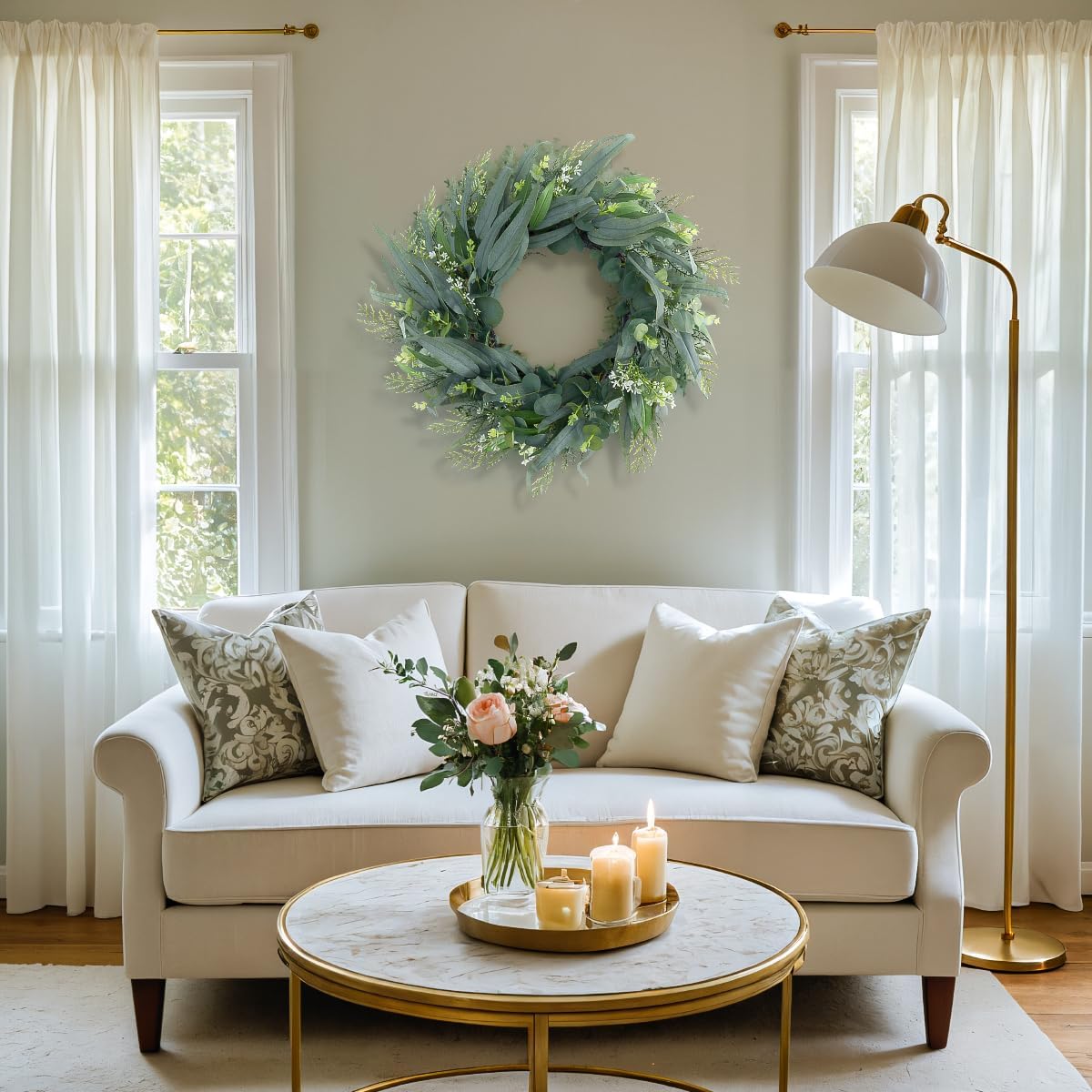Seasons 22 Inch Eucalyptus Wreath for Front Door
