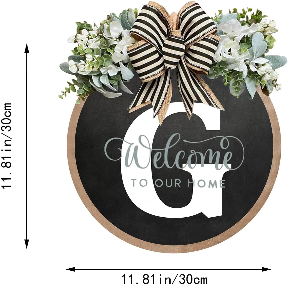 Custom Name Front Door Wreath - 26 Letter Welcome Sign
