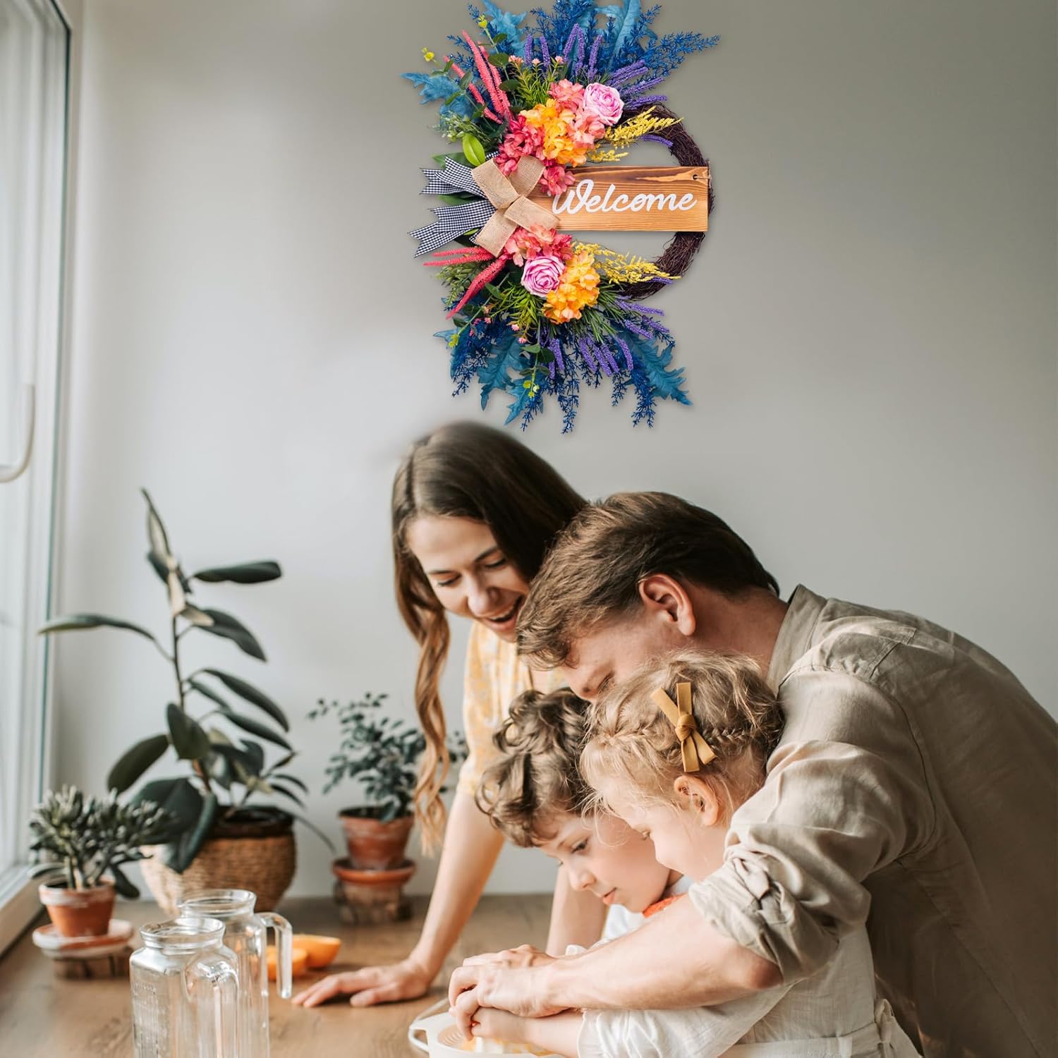 Welcome Sign Wreath for Front Door Decor