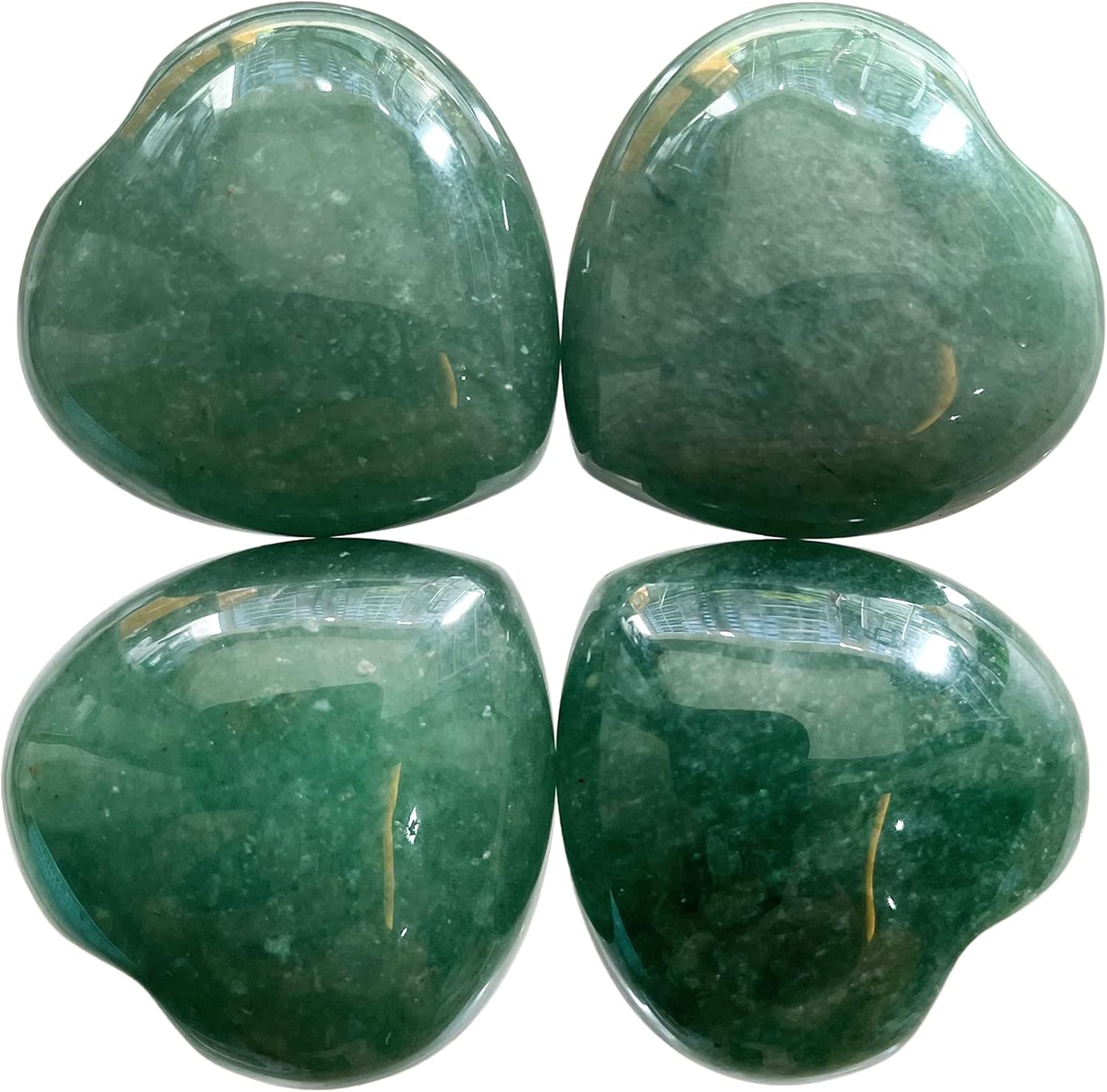 Fekuar 4Pcs Natural Aventurine Heart Stones Set