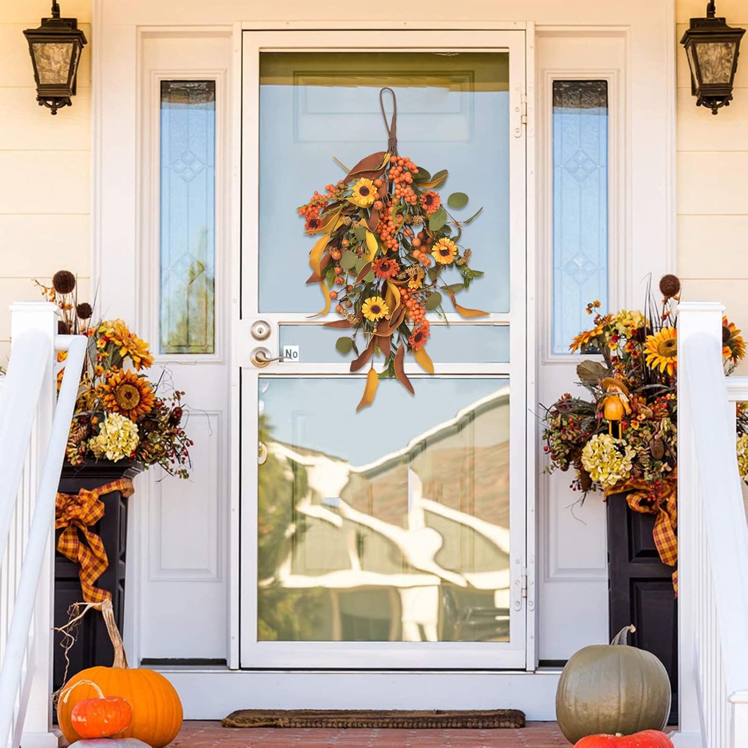 BEIJIALY Artificial Fall Wreath 175 Inch Autumn Decor
