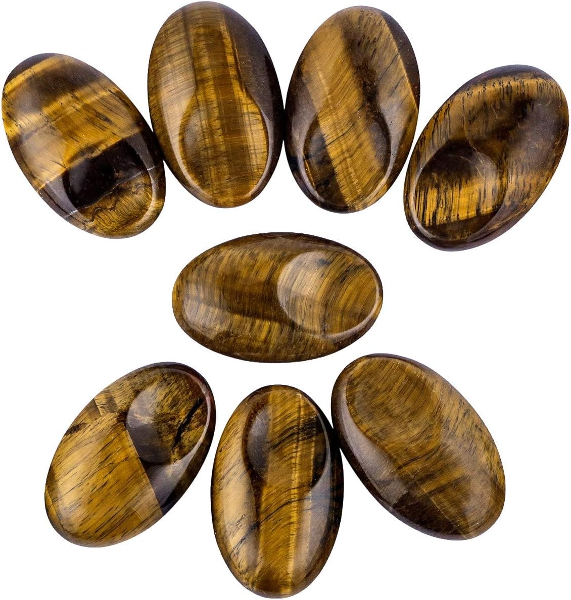 SUNYIK Natural Hand Carved Thumb Worry Stone Tiger Eye