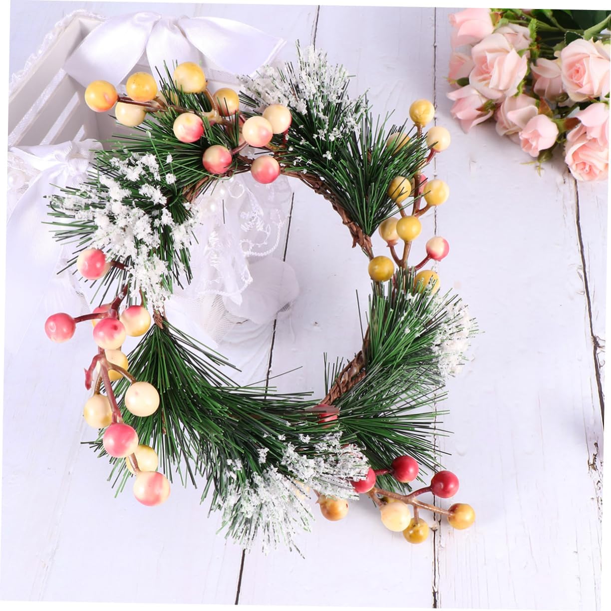 Cabilock Resin Berry Garland Wreath Pink White Decor
