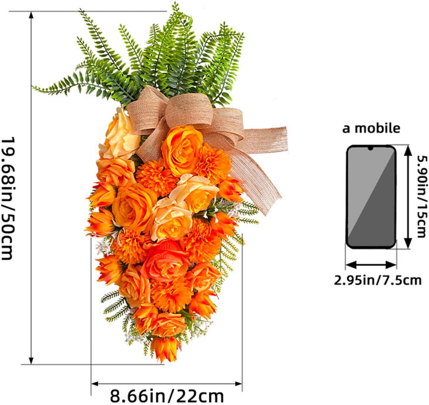 196inch Easter Carrot Shape Wreath Artificial Decor