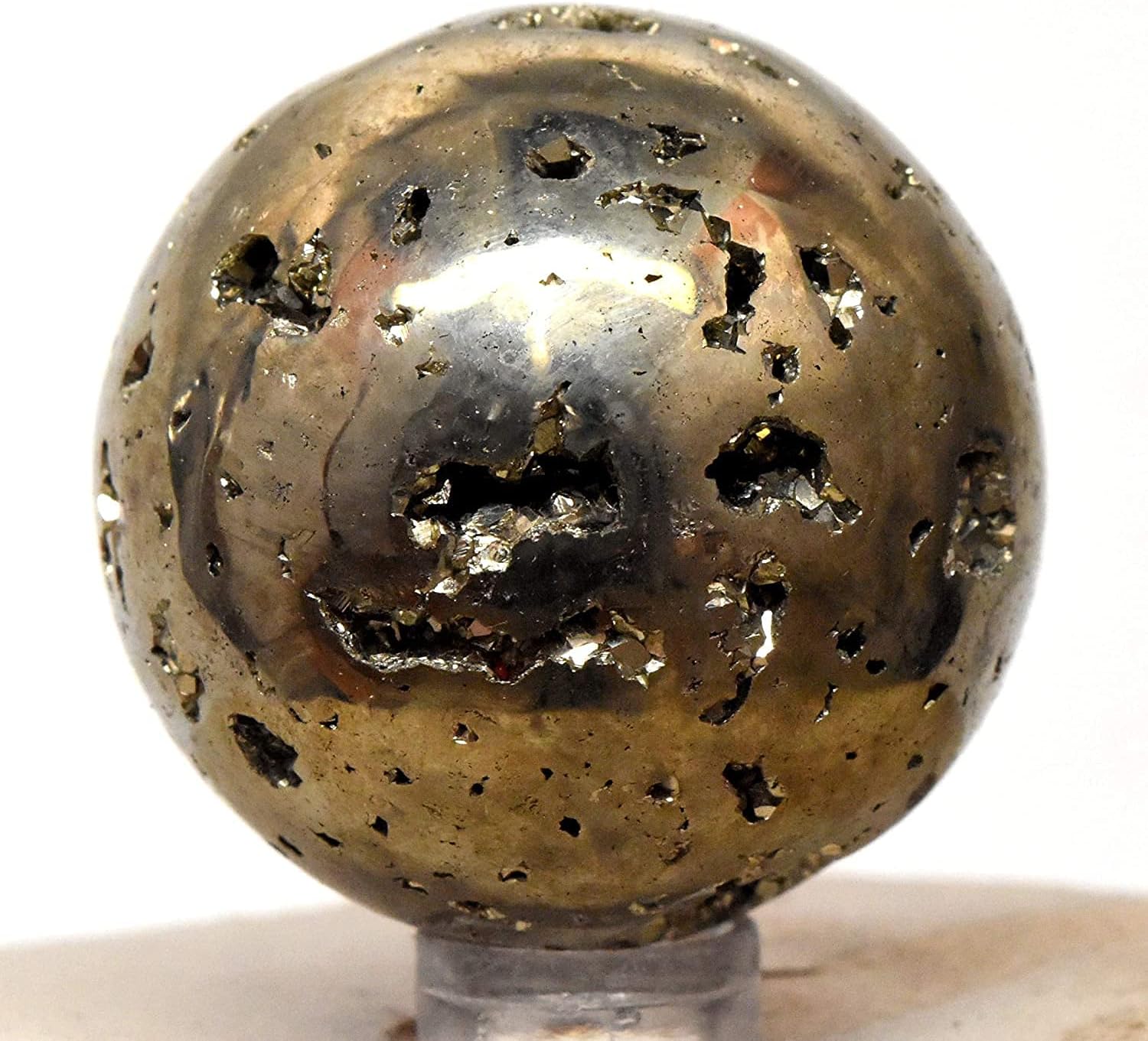 HQRP Golden Pyrite Sphere 46mm with Stand