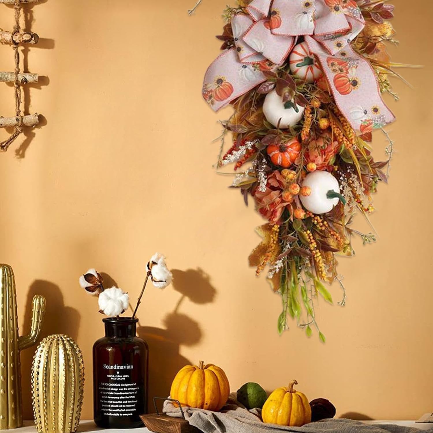 Fall Floral Teardrop Swag - Halloween Decor