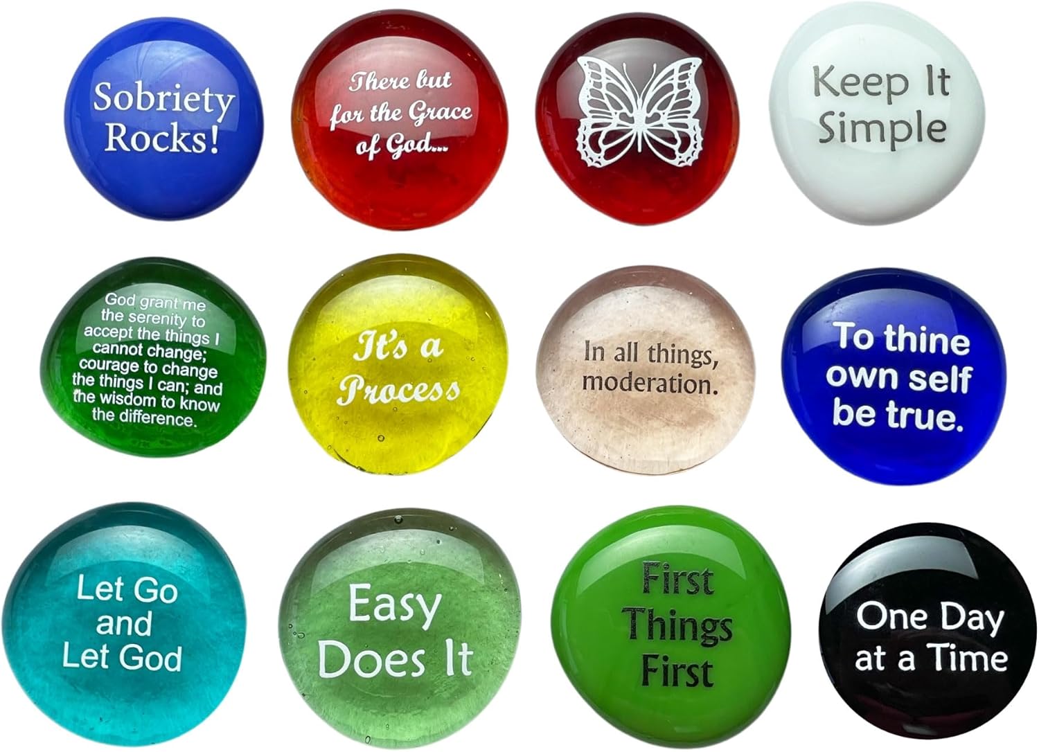Lifeforce Glass Recovery Stones 12 Step Variety Pack