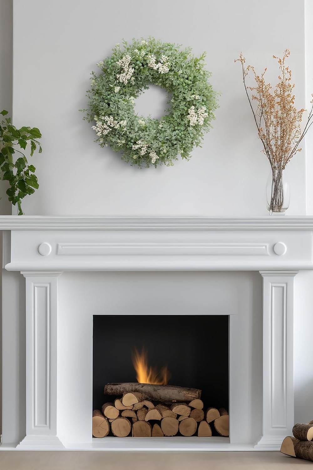Realistic Artificial Eucalyptus Wreath for Front Door