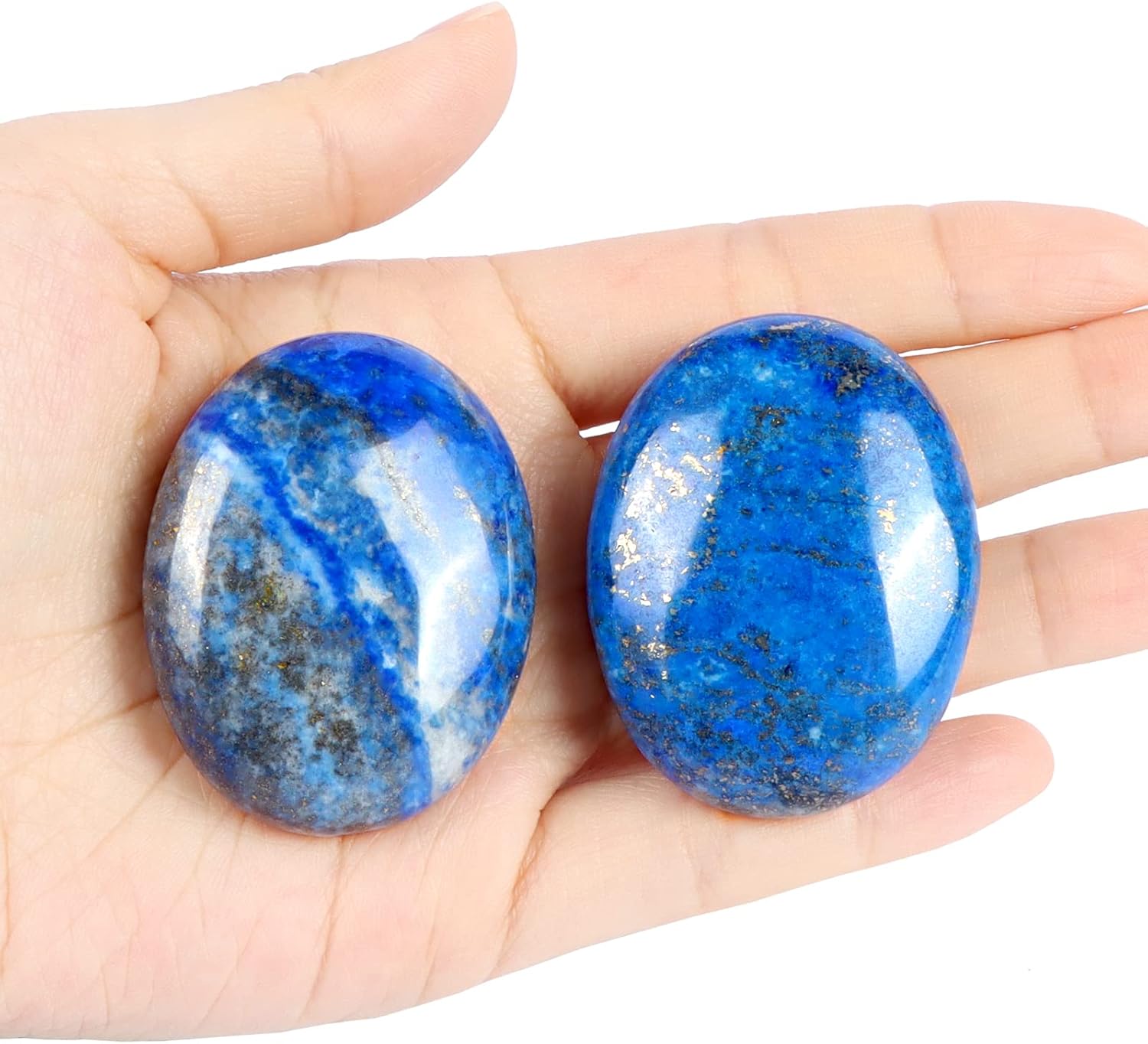 Chakra Worry Stones for Anxiety Lapis Lazuli Pocket Stones 2PCS