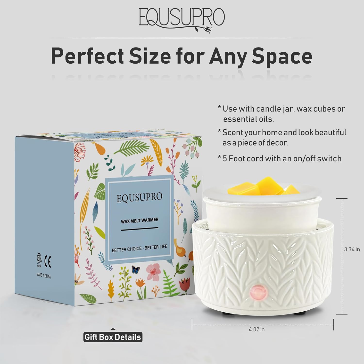 EQUSUPRO Wax Melt Warmer 3-in-1 Electric Burner