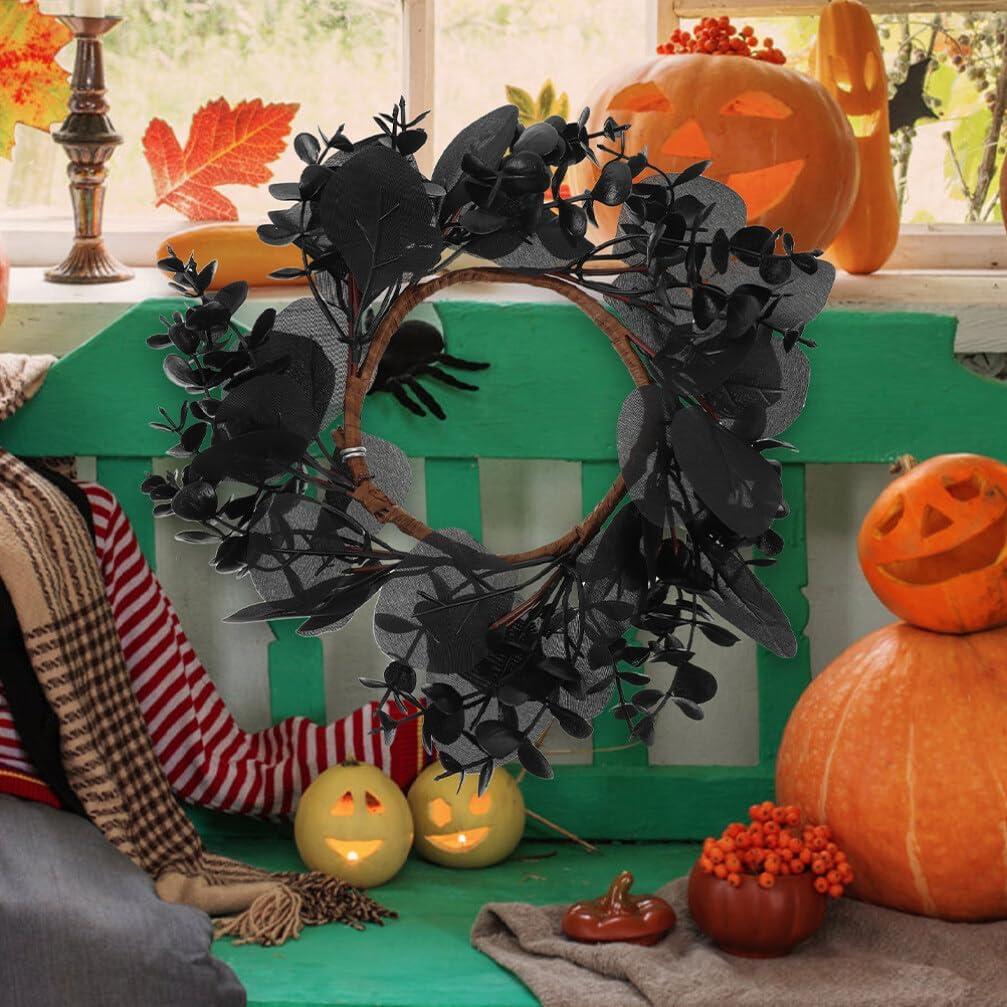 Yardwe Gothic Halloween Wreath 2pcs Black Twig Decor