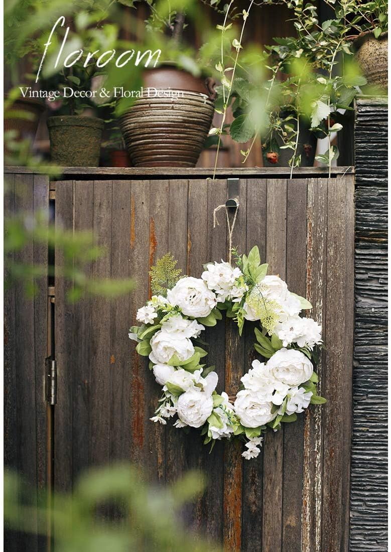 Floroom Artificial White Peony Wreath 15-16
