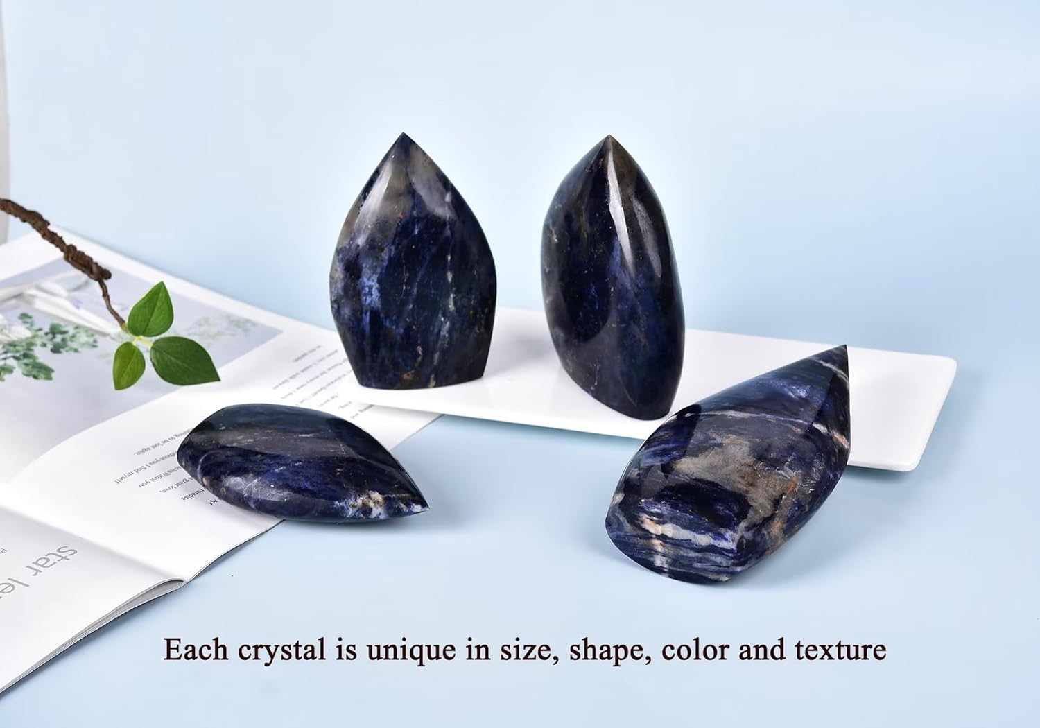 Blue Veins Stone Healing Crystal Drop Shaped Quartz Wand Tower