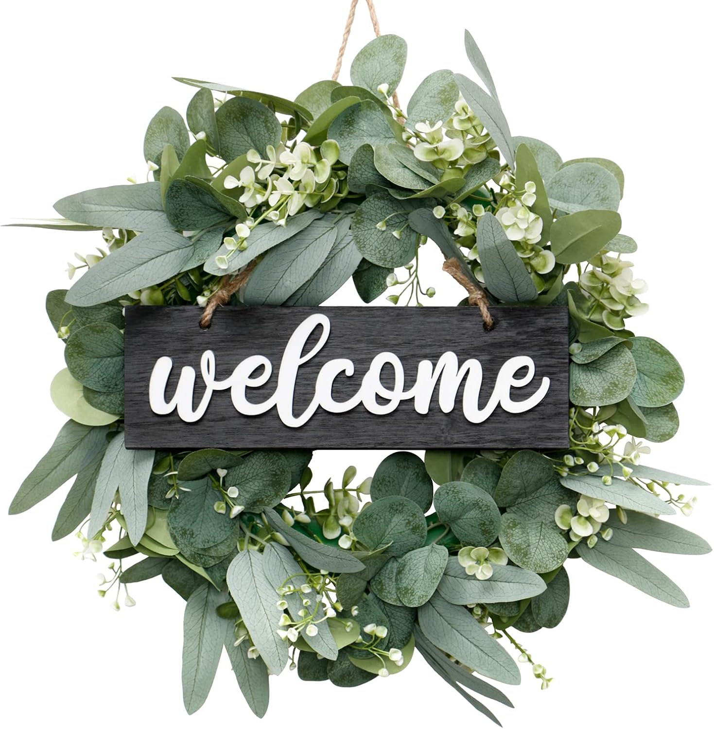 Dremisland 18 Inch Green Eucalyptus Wreath for Front Door