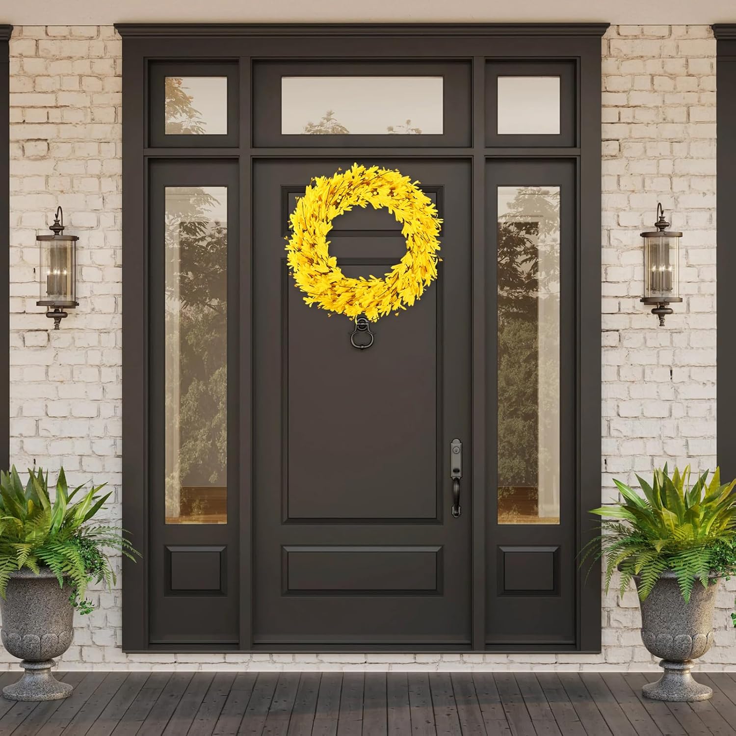 20 Inch Artificial Forsythia Wreath Yellow