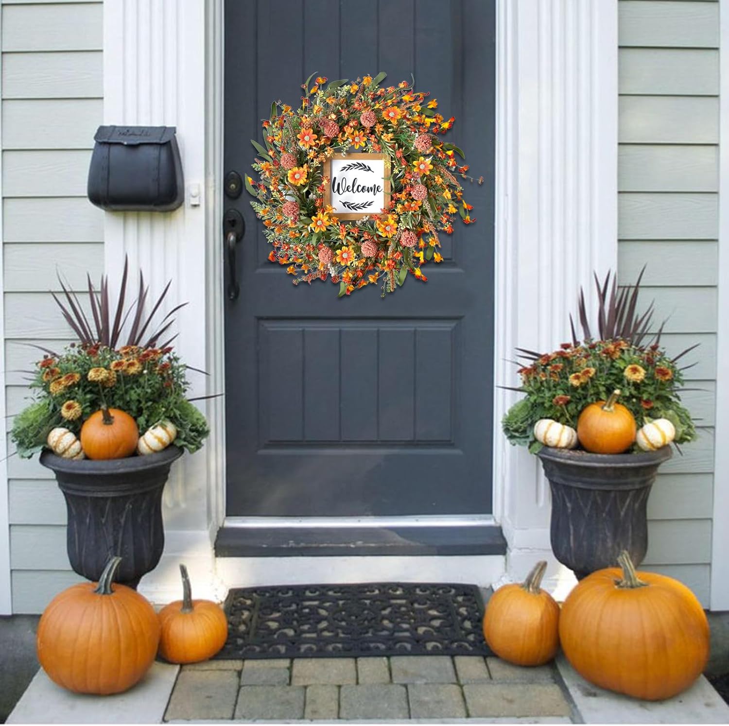 idyllic Summer Wreath for Front Door Orange Decor