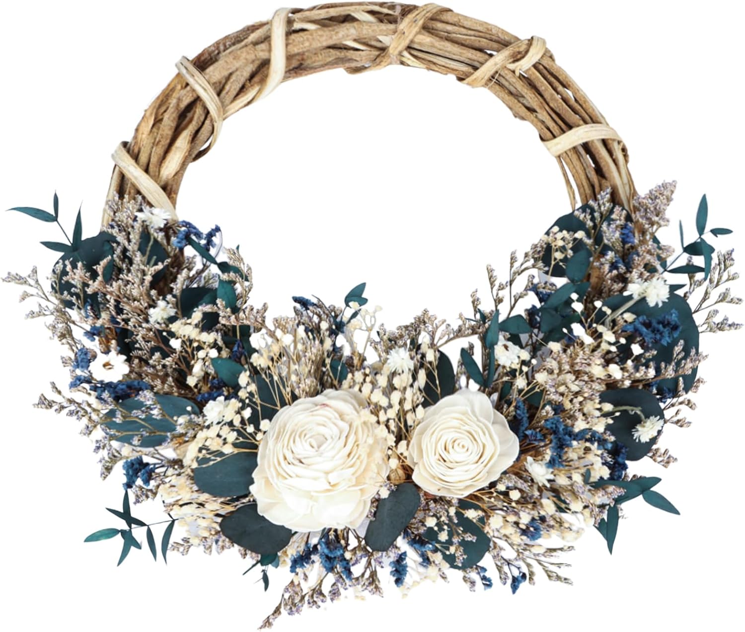 18 Preserved Flowers Wreath Natural Dried Farmhouse Decor
