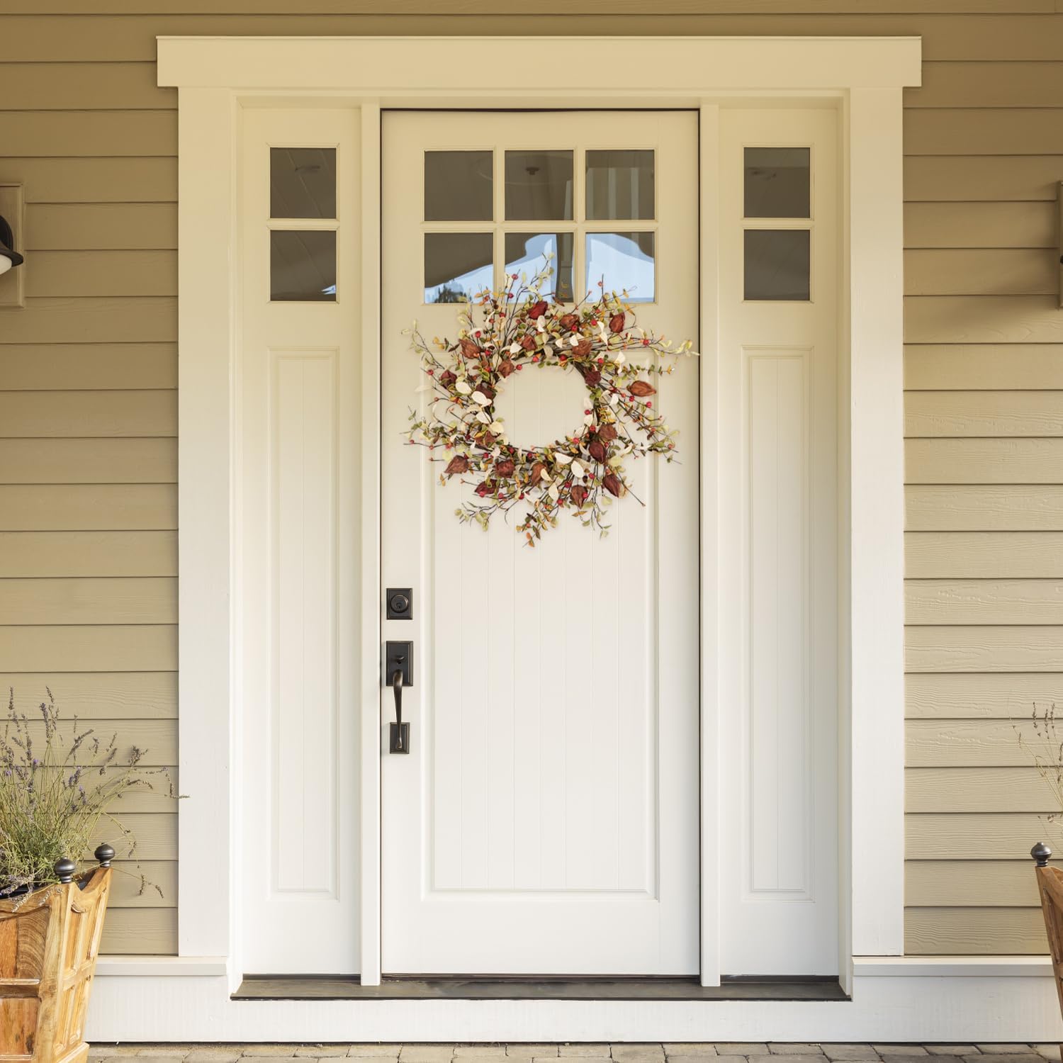 YNYLCHMX 18 Inch Fall Wreath for Front Door