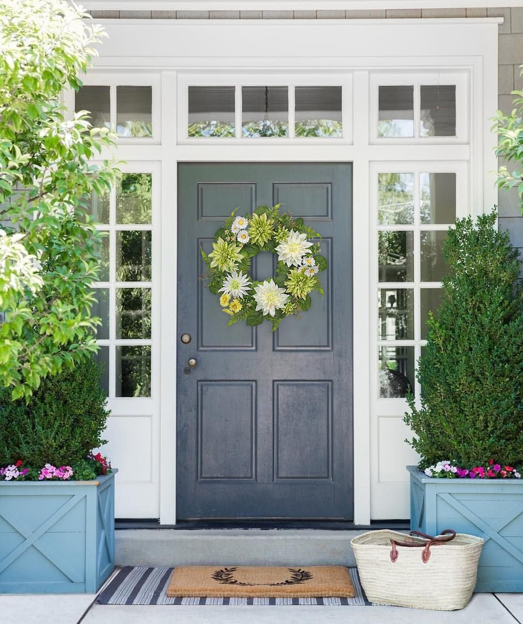 Briful 24 Inch Artificial Dahlia Wreath for Front Door