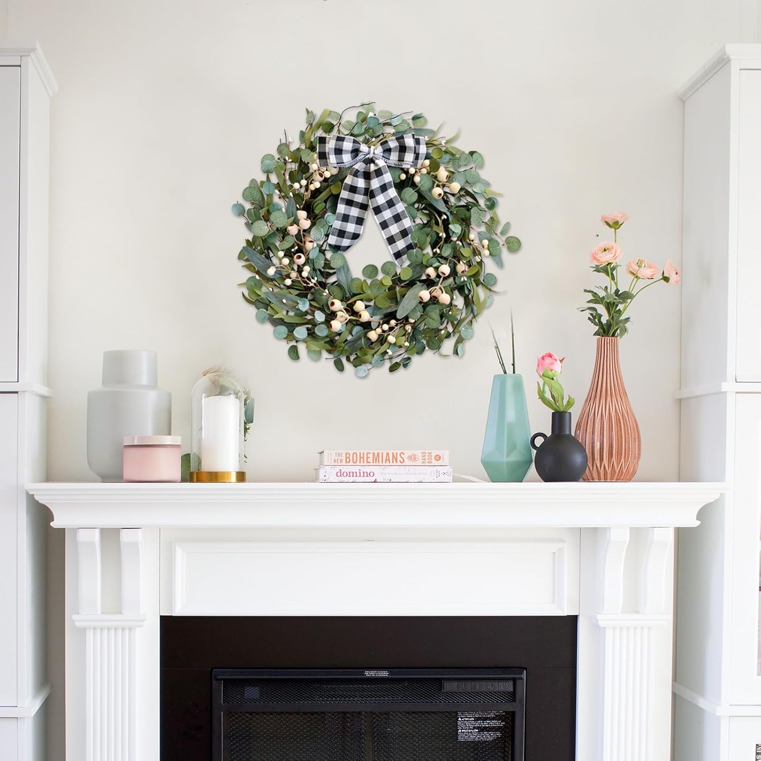 24 Inch Artificial Eucalyptus Wreath with Berries