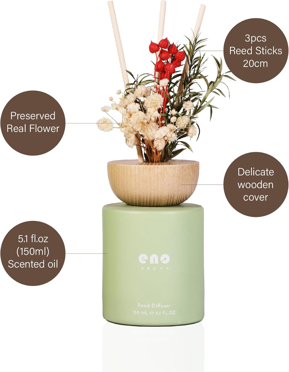 SOXCOMFY Reed Diffuser Set with Dried Flowers 1